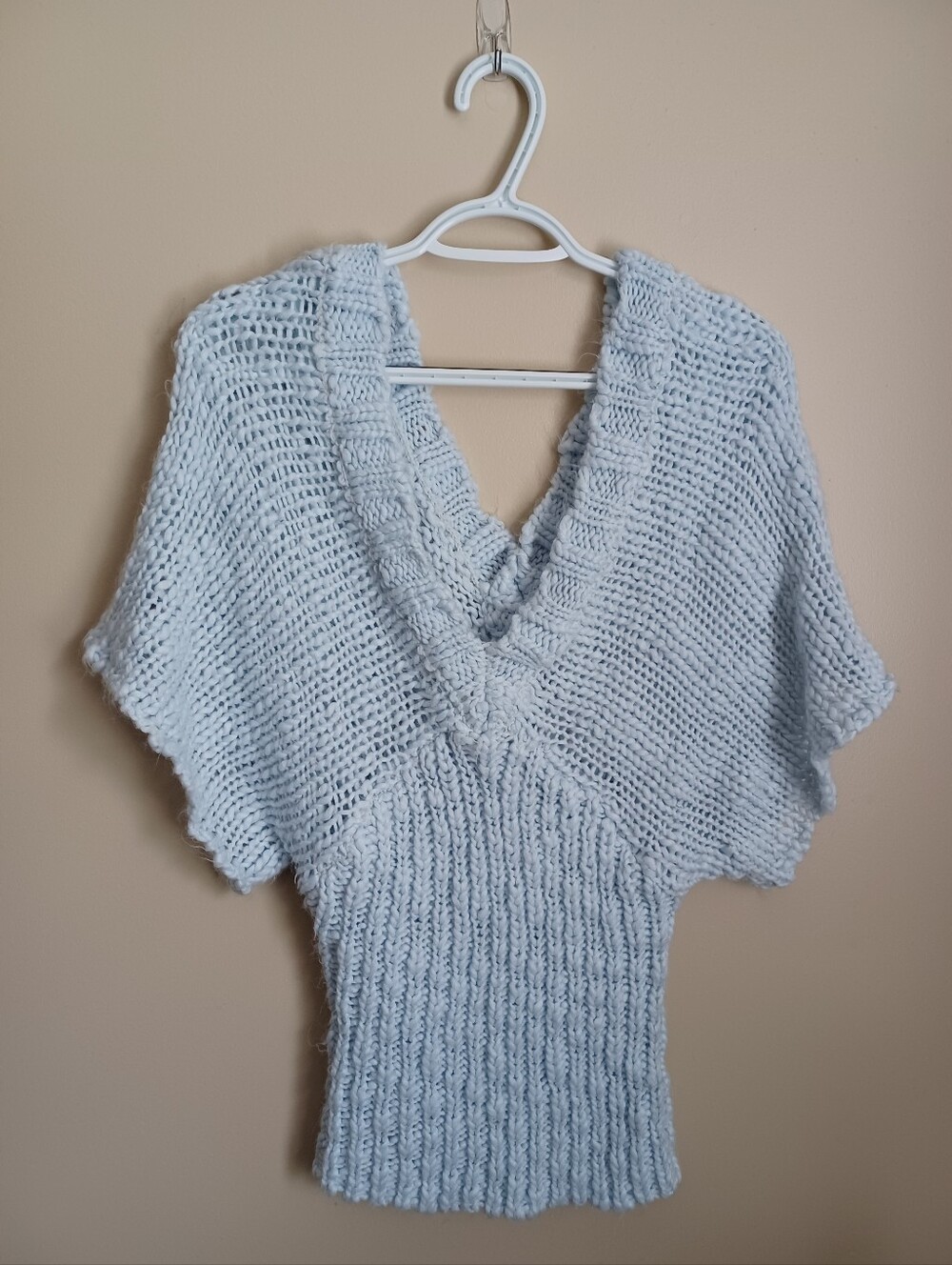 Women's Size M Jessica Simpson Y2K Blue Acrylic Sweater Knit Cardigan Shirt Top